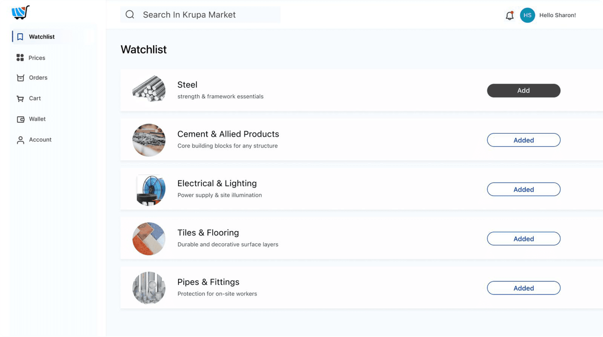 Krupa Market Dashboard